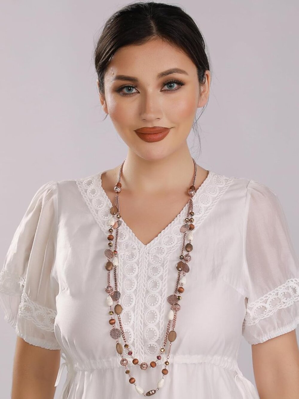 Long Necklaces for Women Trendy, Boho Layered Crystal Beaded Collar Necklaces fo - Picture 3 of 7